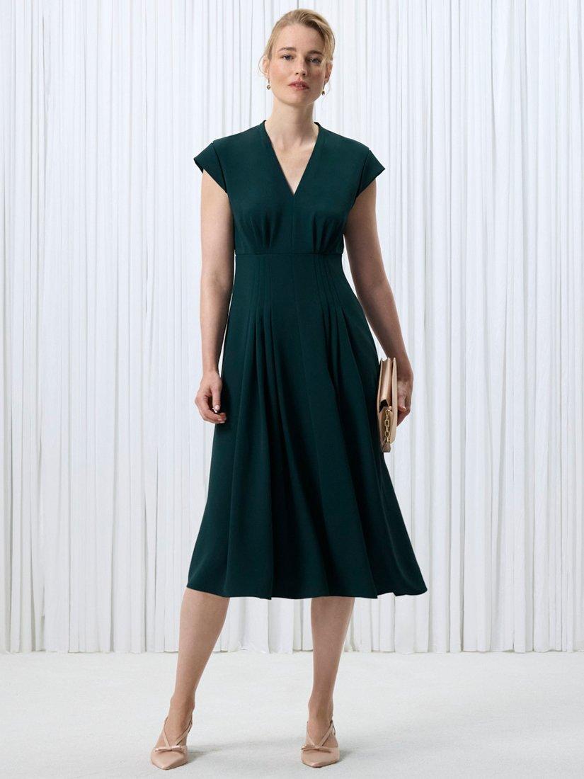 Hobbs Sophie Crepe Midi Dress, Ponderosa Green