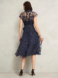 Hobbs Tess Burnout Floral Shirt Dress, Midnight Navy