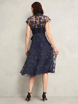 Hobbs Tess Burnout Floral Shirt Dress, Midnight Navy - view 2, Midnight Navy