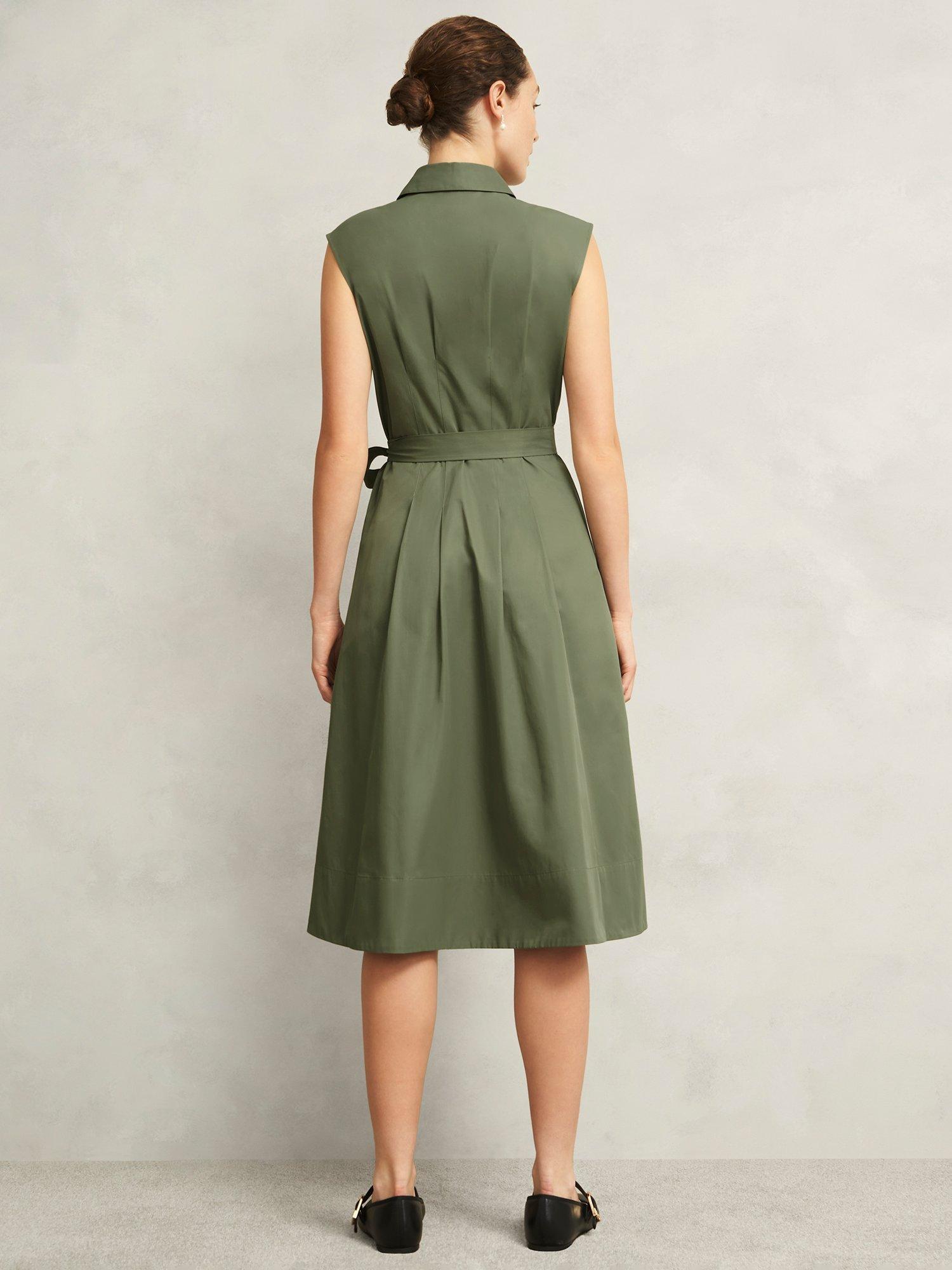 Hobbs Veronica Sleeveless Shirt Dress, Sage Green