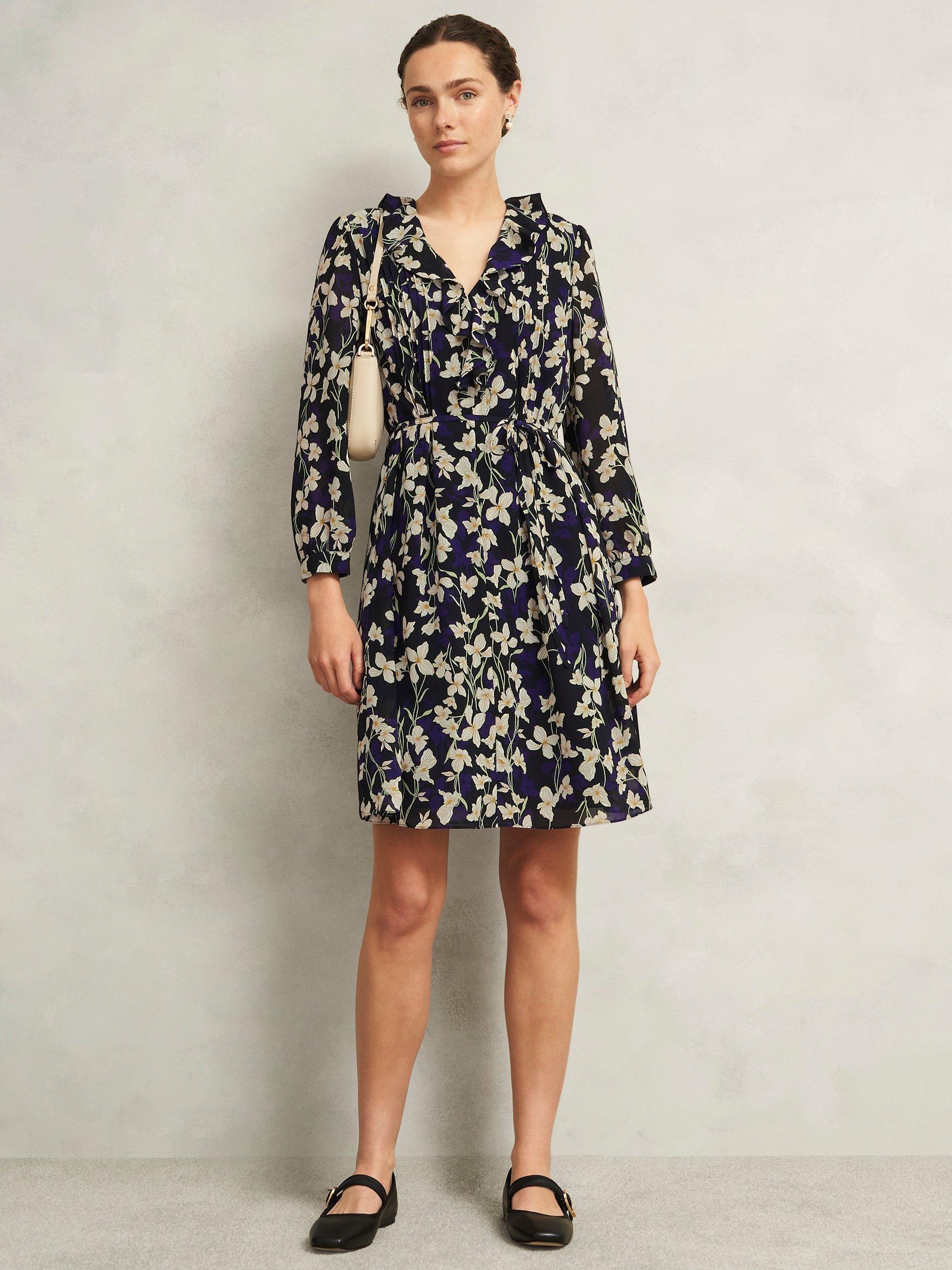 Product image 1 of 5, which shows Hobbs Zoe Mini Dress, Navy/Multi, 10