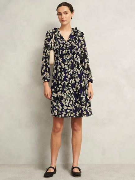 Hobbs Zoe Mini Dress, Navy/Multi, Navy/Multi
