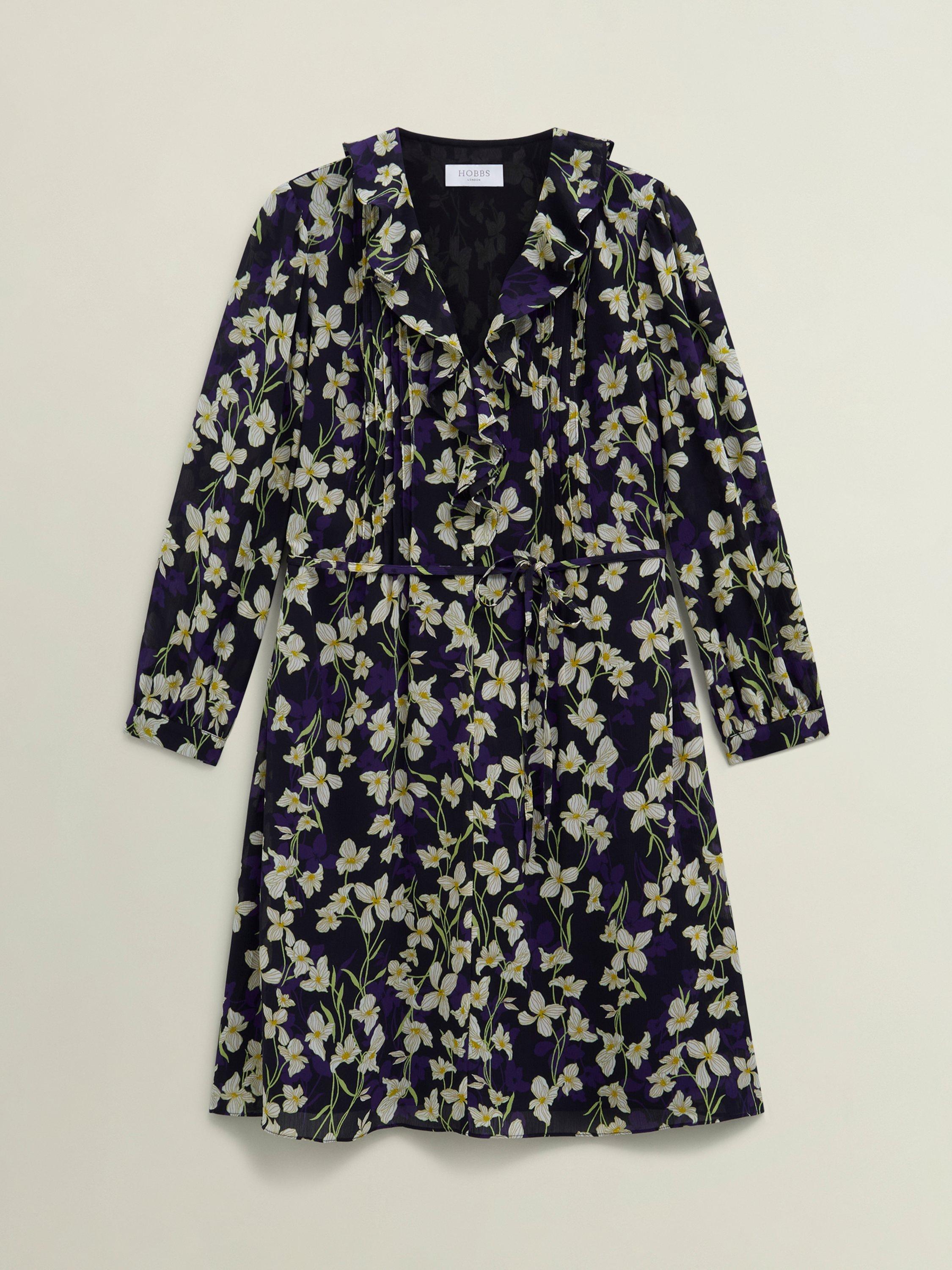 Product image 4 of 5, which shows Hobbs Zoe Mini Dress, Navy/Multi, 10