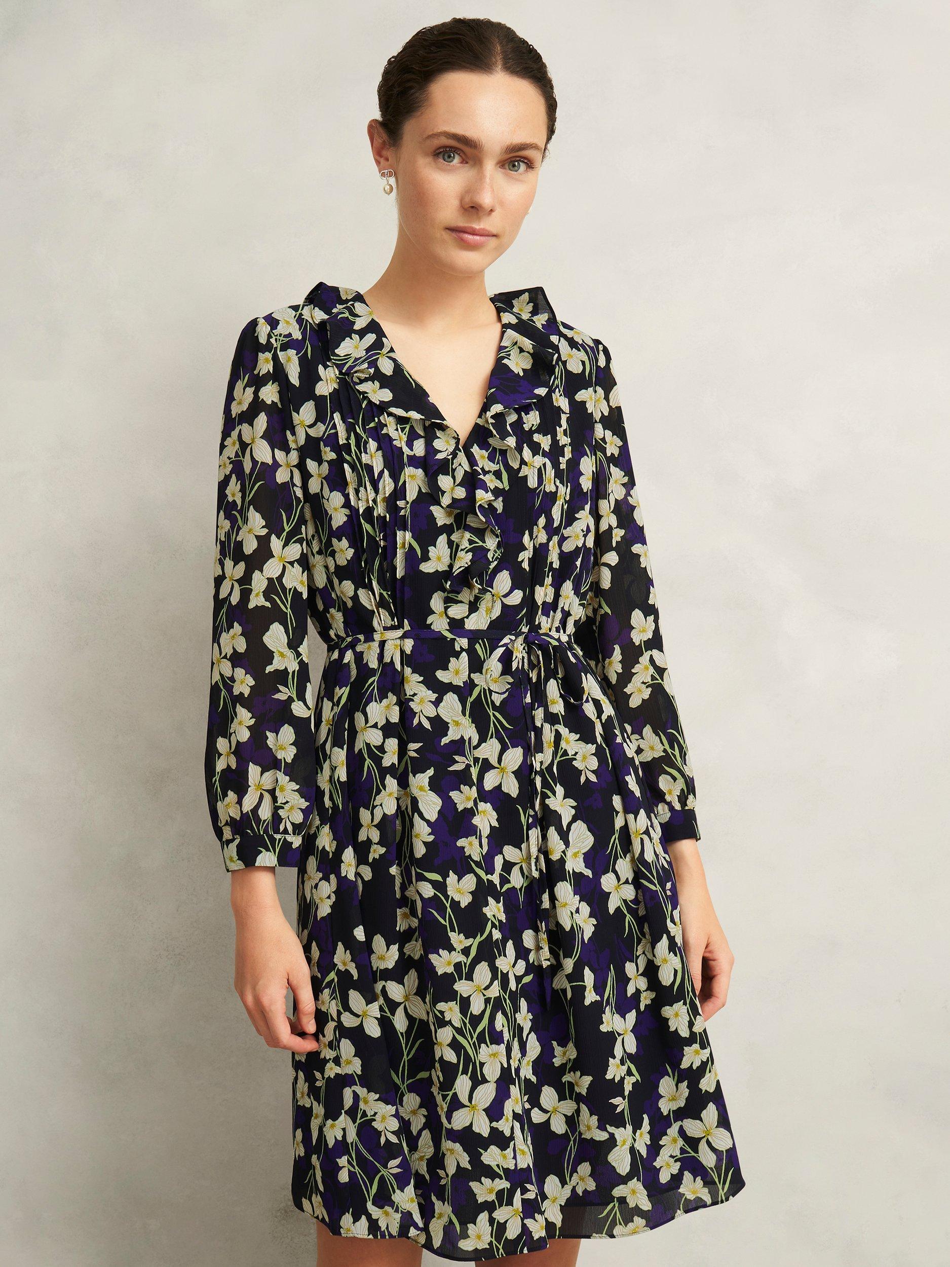 Product image 5 of 5, which shows Hobbs Zoe Mini Dress, Navy/Multi, 10