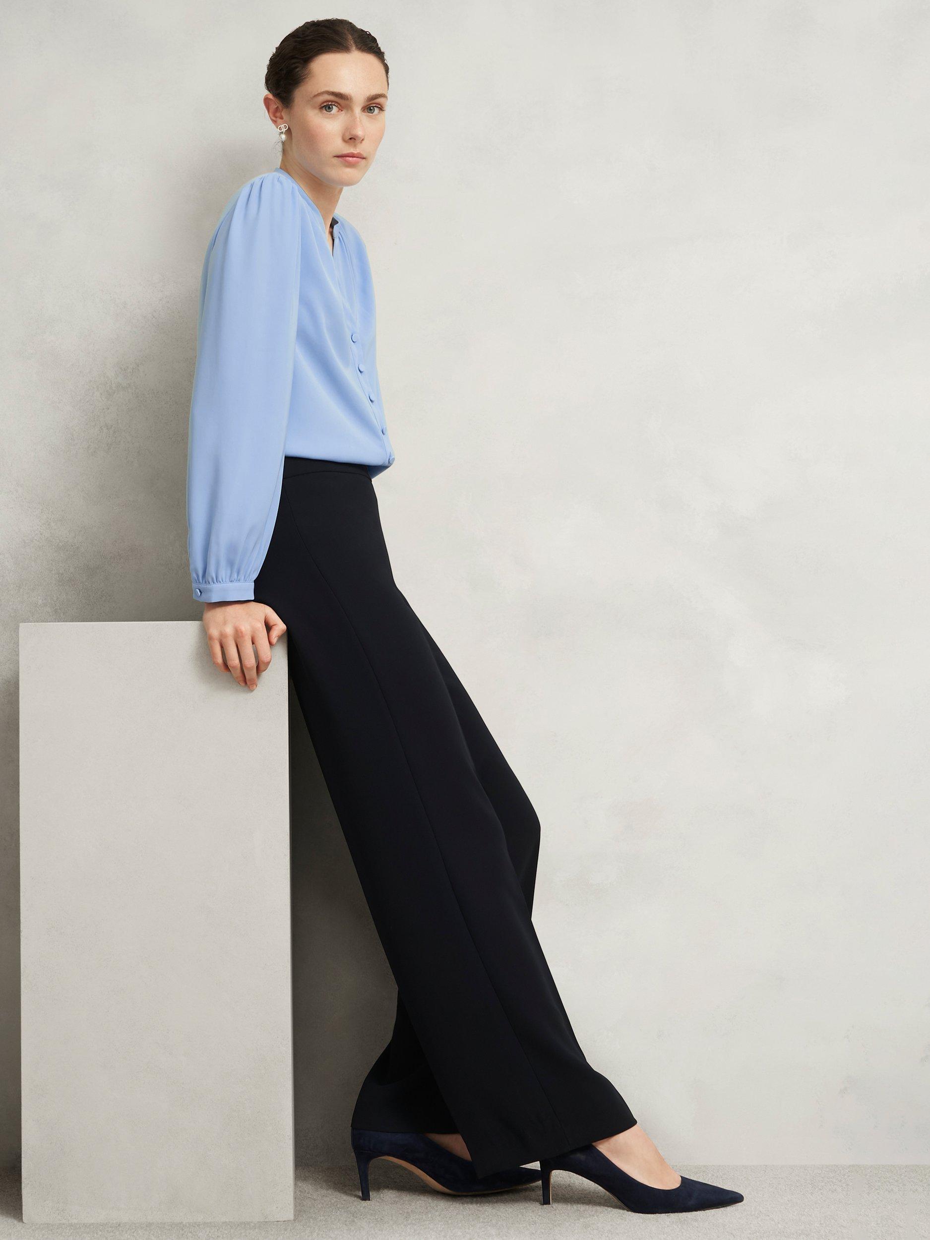 Product image 6 of 6, which shows Hobbs Peony Pleat Detail Top, Maya Blue, 10