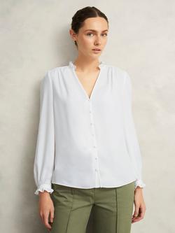 Hobbs Rosalie Frill Trim Blouse, Ivory, Ivory