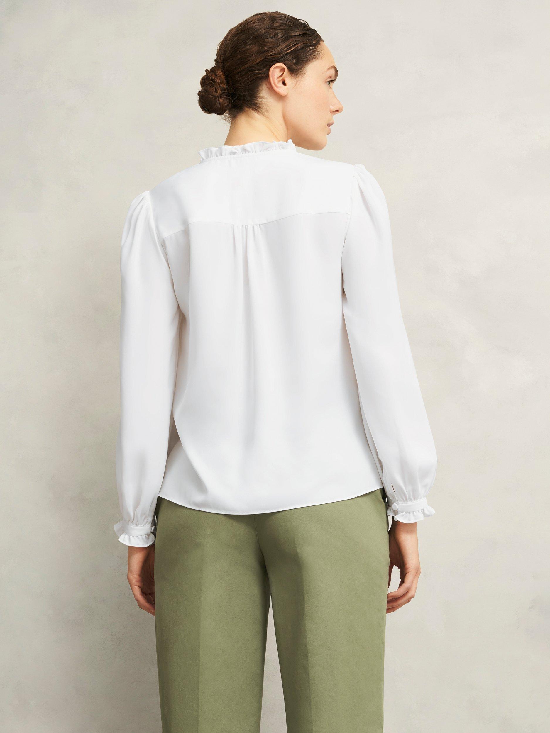 Product image 2 of 6, which shows Hobbs Rosalie Frill Trim Blouse, Ivory, 12