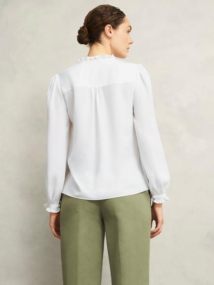 Hobbs Rosalie Frill Trim Blouse, Ivory - view 2, Ivory