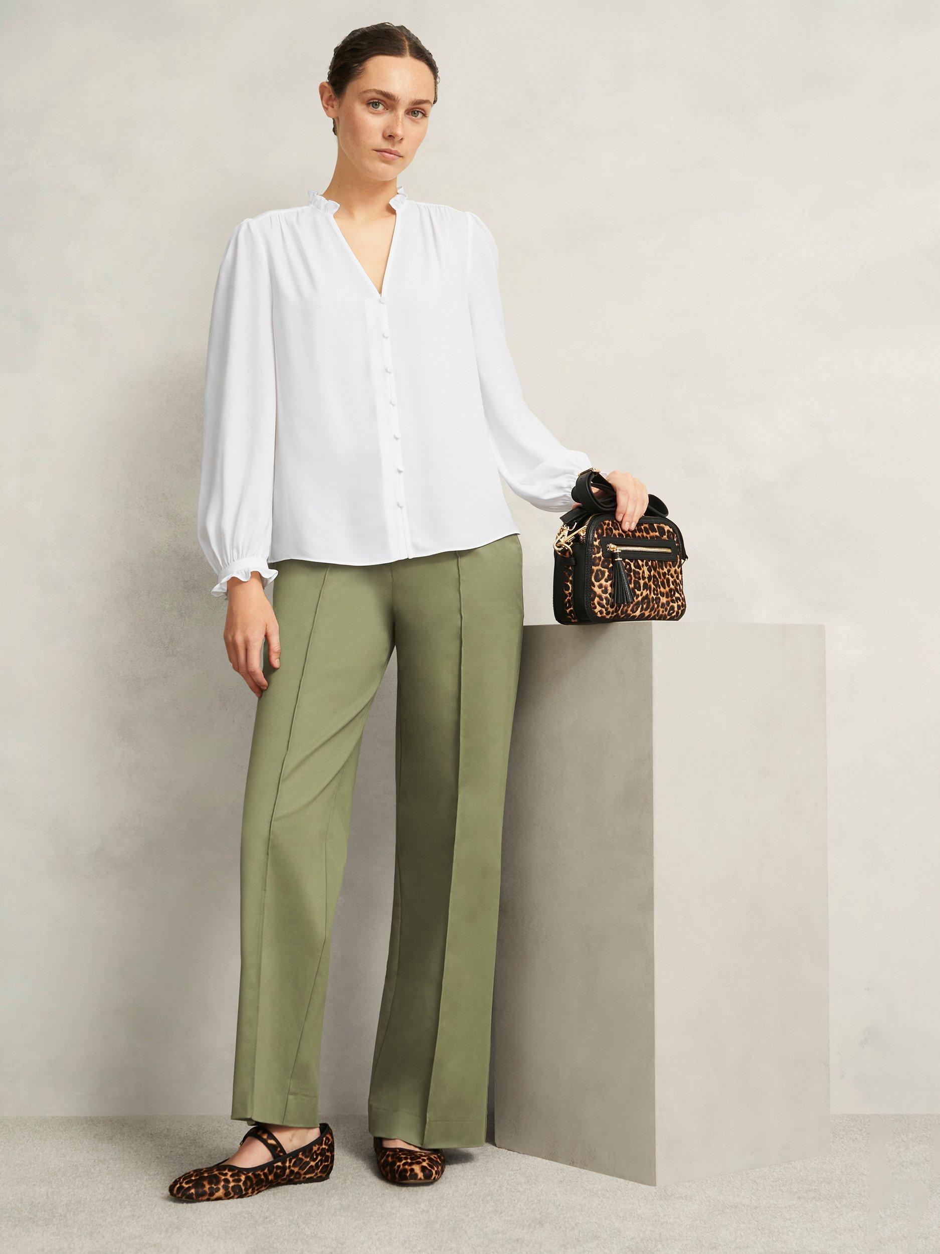 Product image 6 of 6, which shows Hobbs Rosalie Frill Trim Blouse, Ivory, 12