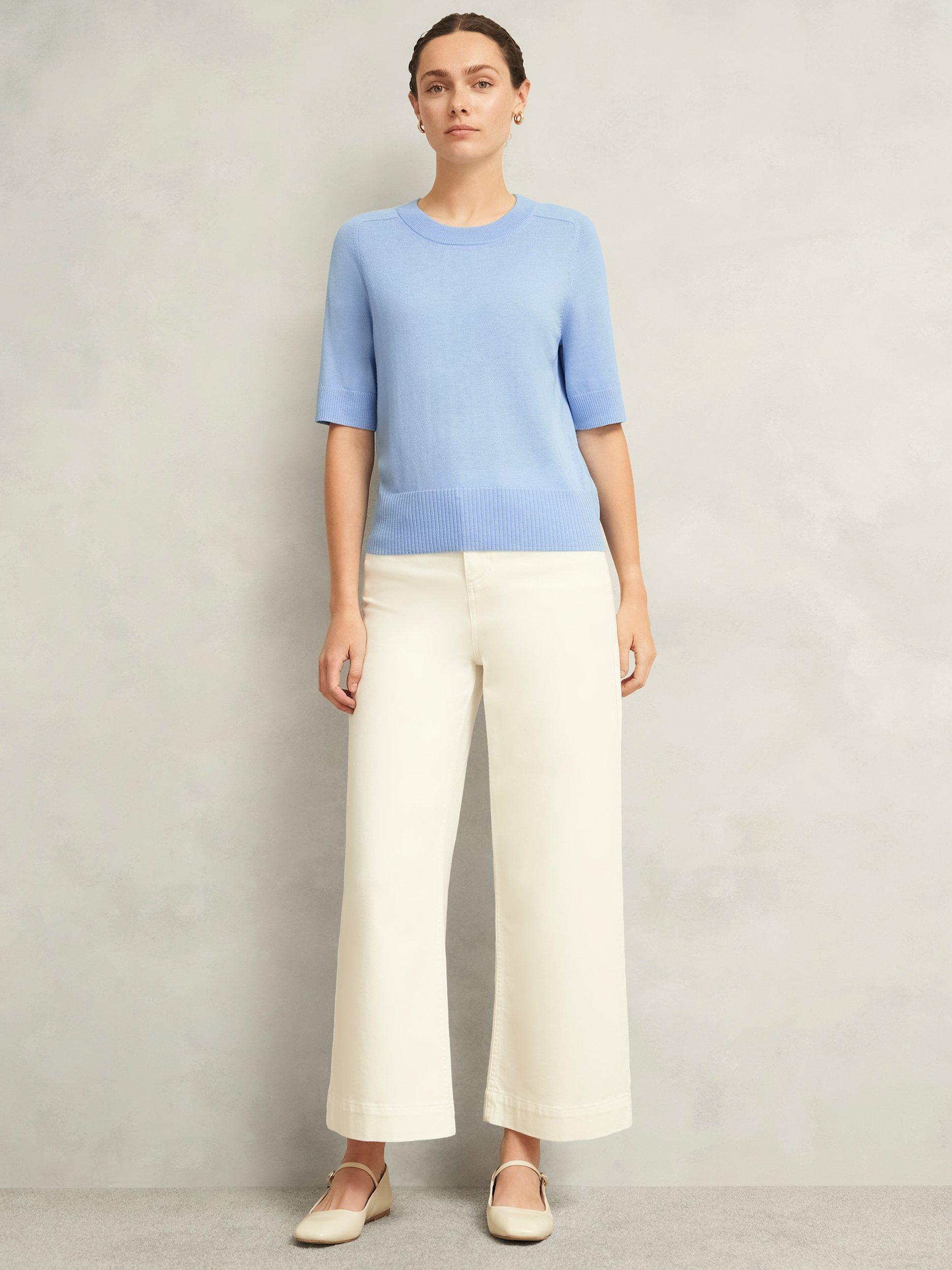 Product image 1 of 5, which shows Hobbs Leena Short Sleeve Jumper, Maya Blue, L