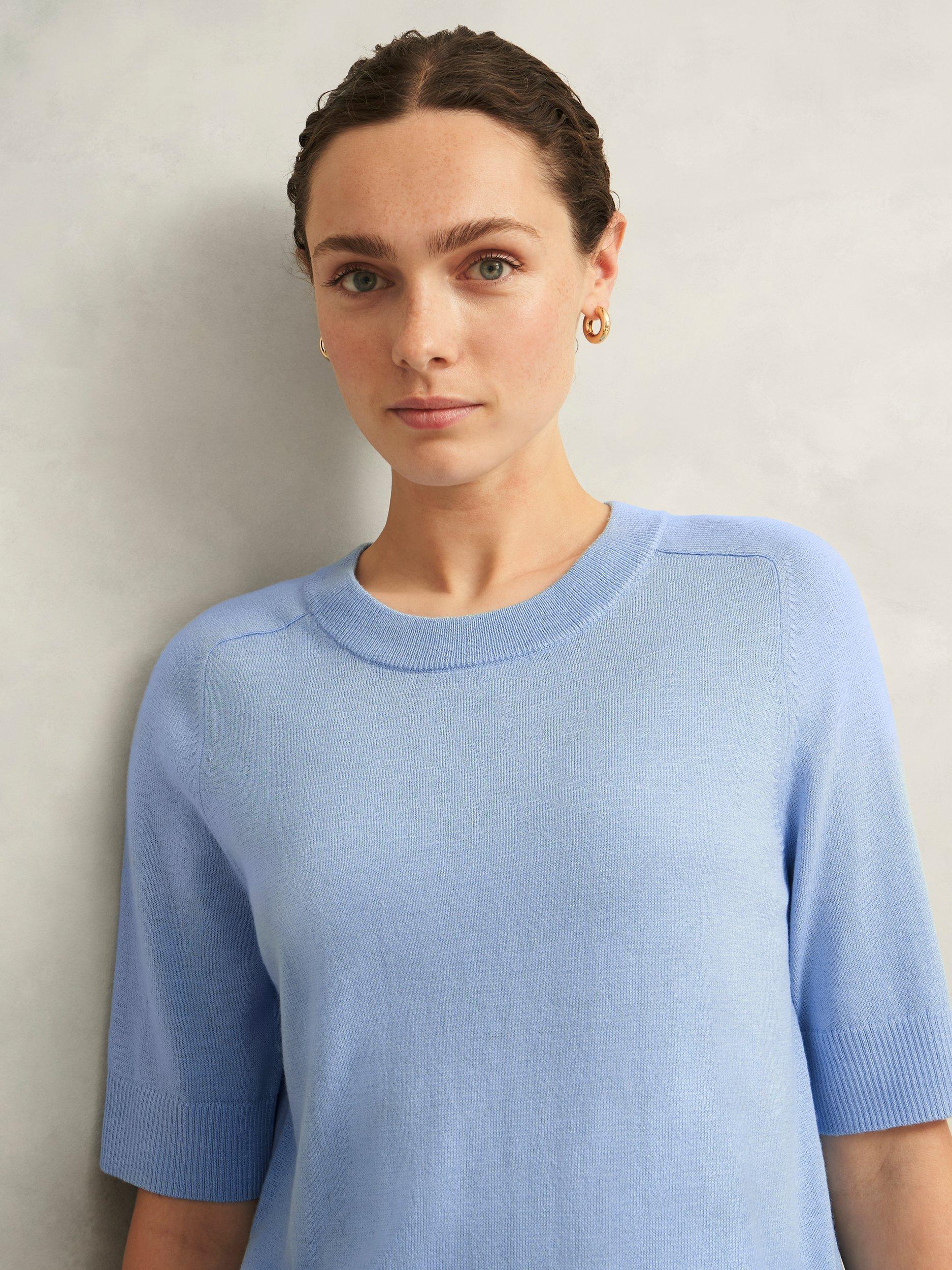 Product image 3 of 5, which shows Hobbs Leena Short Sleeve Jumper, Maya Blue, L