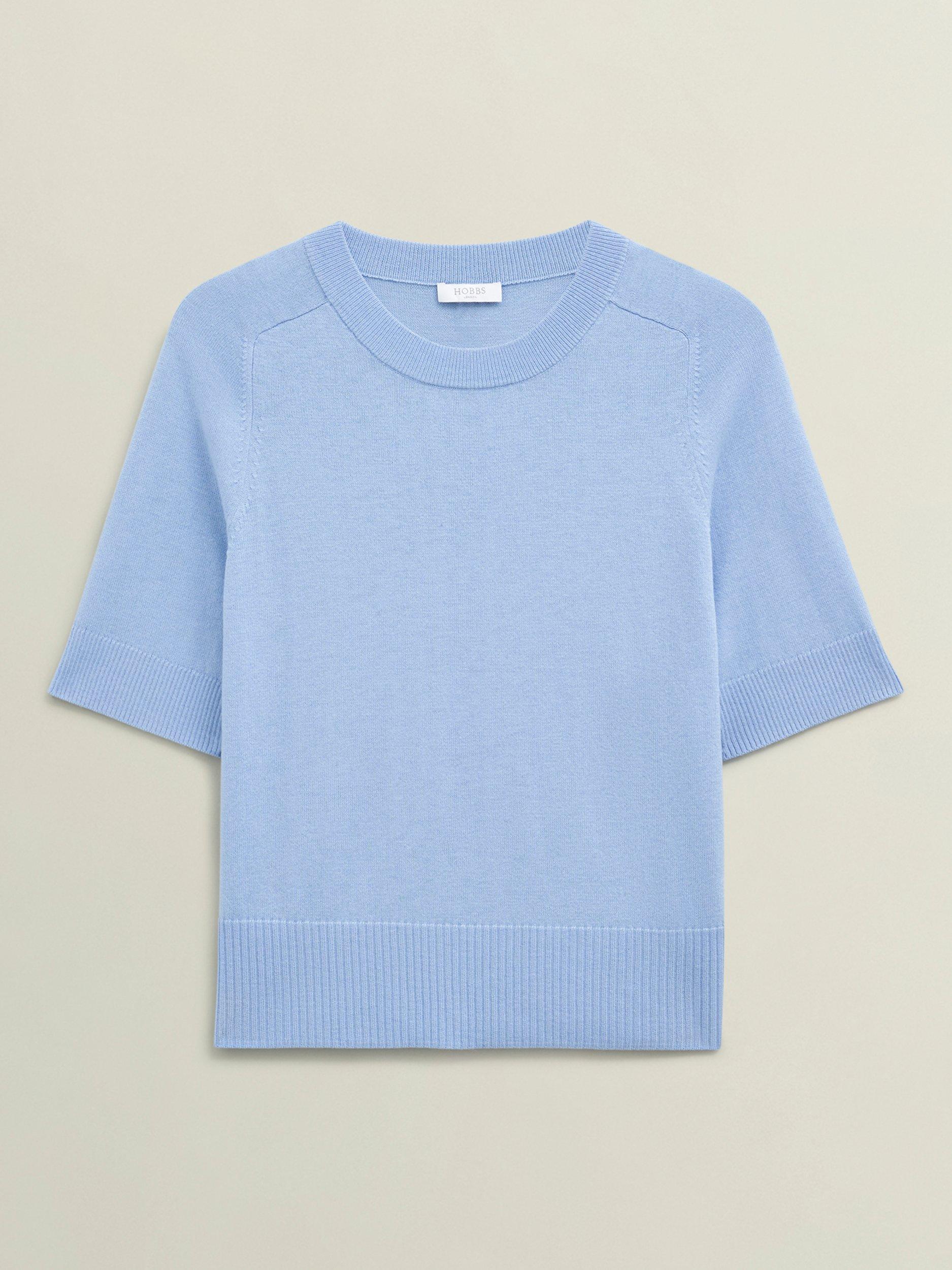 Product image 4 of 5, which shows Hobbs Leena Short Sleeve Jumper, Maya Blue, L
