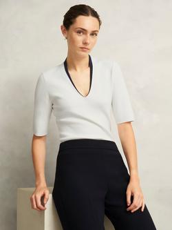 Hobbs Scarlett Two Tone Knit Top, Ivory/Navy, Ivory/Navy