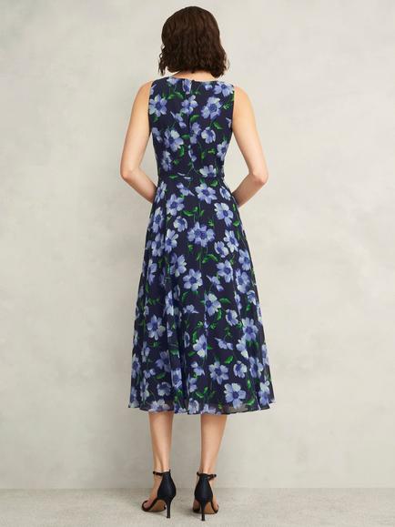 Hobbs Carly Floral Sleeveless Fit And Flare Midi Dress - view 2, Midnight/Multi