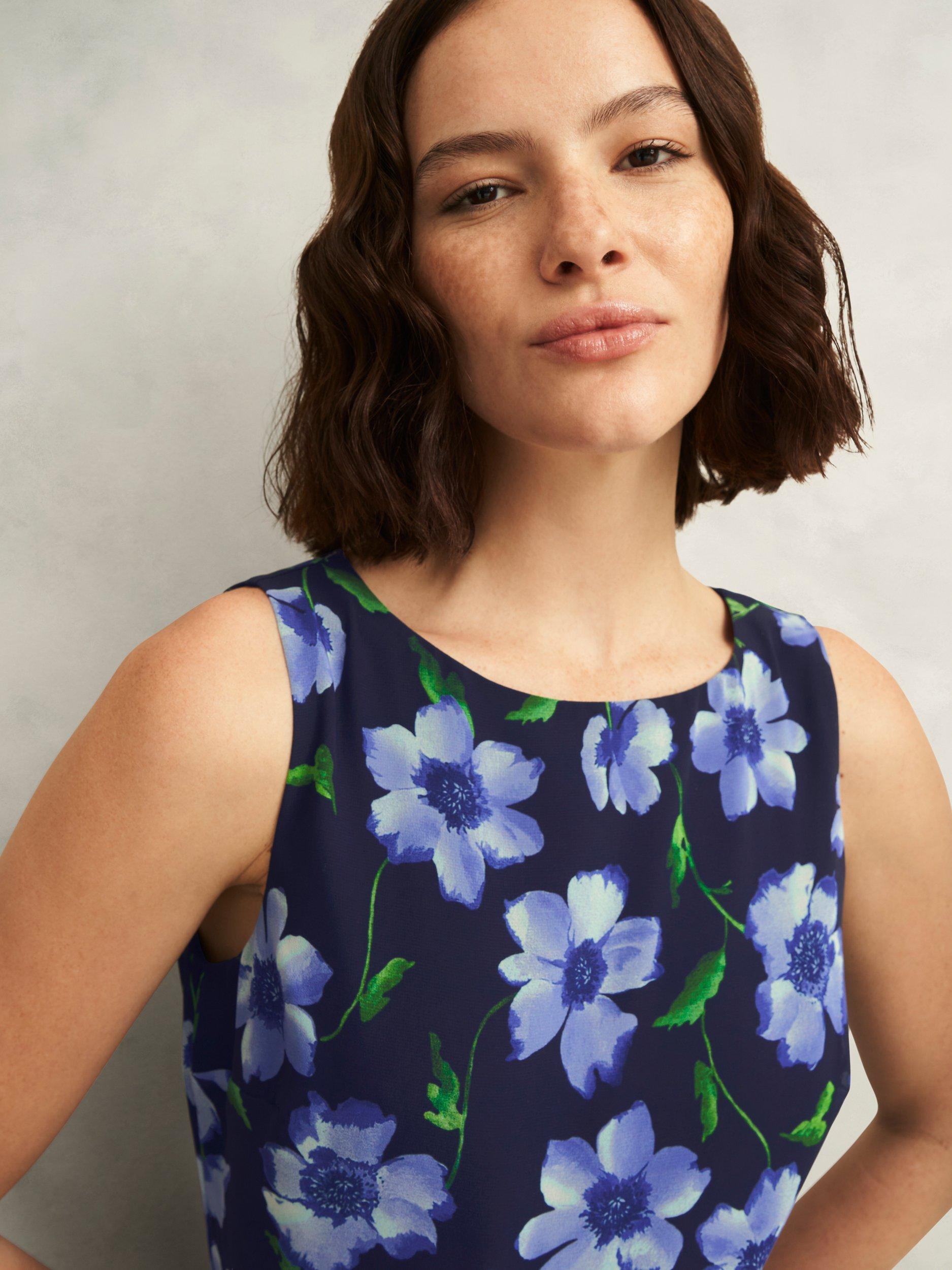 Product image 3 of 5, which shows Hobbs Carly Floral Sleeveless Fit And Flare Midi Dress, Midnight/Multi, 12