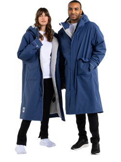 Red Unisex EVO Pro Slimline Waterproof Changing Robe Parka Jacket - view 2, Admiral Blue