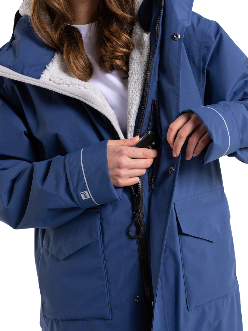 Product image 3 of 9, which shows Red Unisex EVO Pro Slimline Waterproof Changing Robe Parka Jacket, Admiral Blue, S