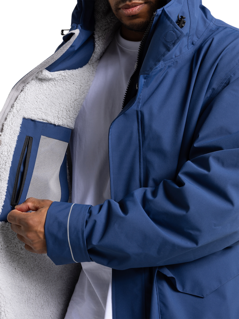 Product image 4 of 9, which shows Red Unisex EVO Pro Slimline Waterproof Changing Robe Parka Jacket, Admiral Blue, S