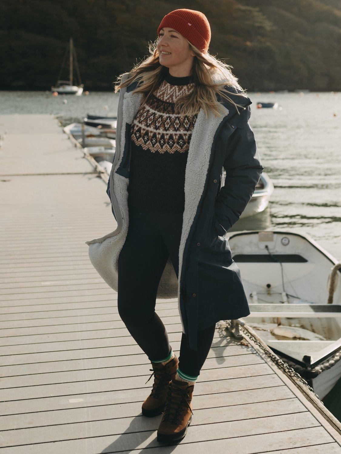 Product image 8 of 9, which shows Red Unisex EVO Pro Slimline Waterproof Changing Robe Parka Jacket, Admiral Blue, S