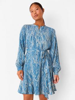 Whistles Petite Zebra Flippy Mini Dress, Blue/Multi, Blue/Multi