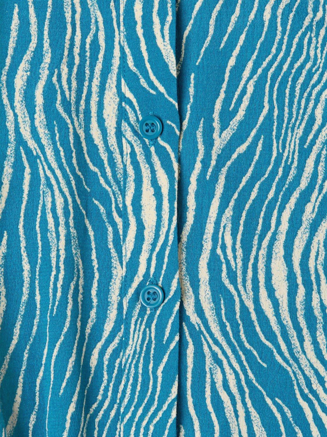 Product image 4 of 5, which shows Whistles Zebra Print Flippy Mini Dress, Blue/Multi, 6