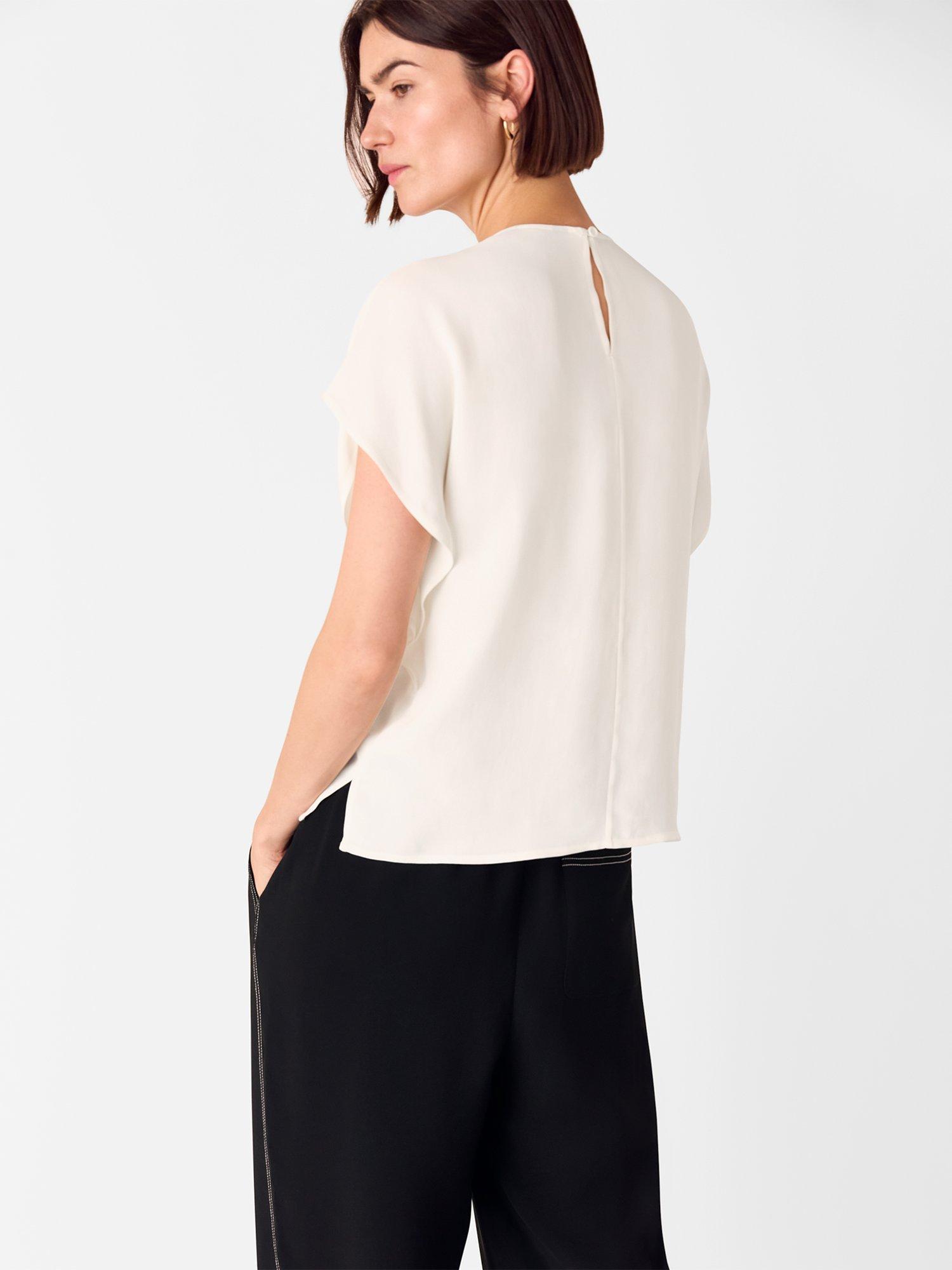 Product image 2 of 5, which shows Whistles Crepe Top, Ivory, 6