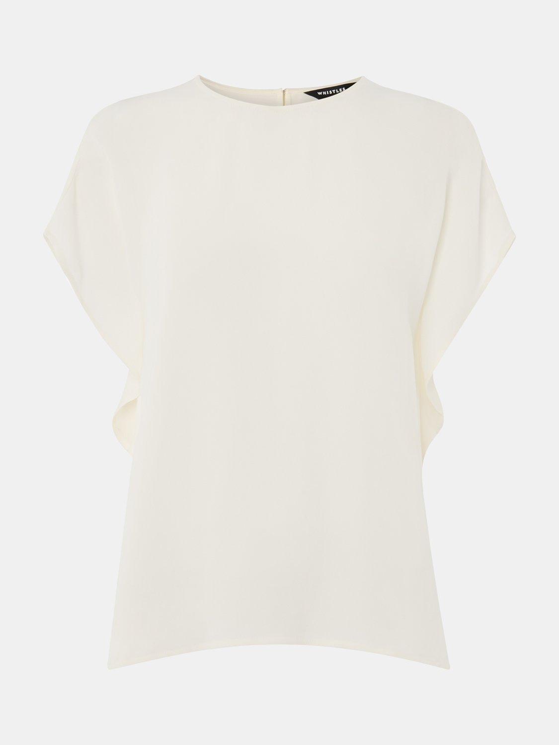 Product image 5 of 5, which shows Whistles Crepe Top, Ivory, 6