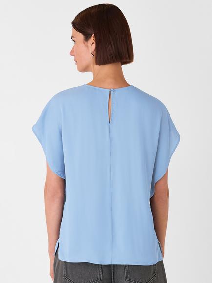Whistles Crepe Shell Top, Blue - view 2, Blue