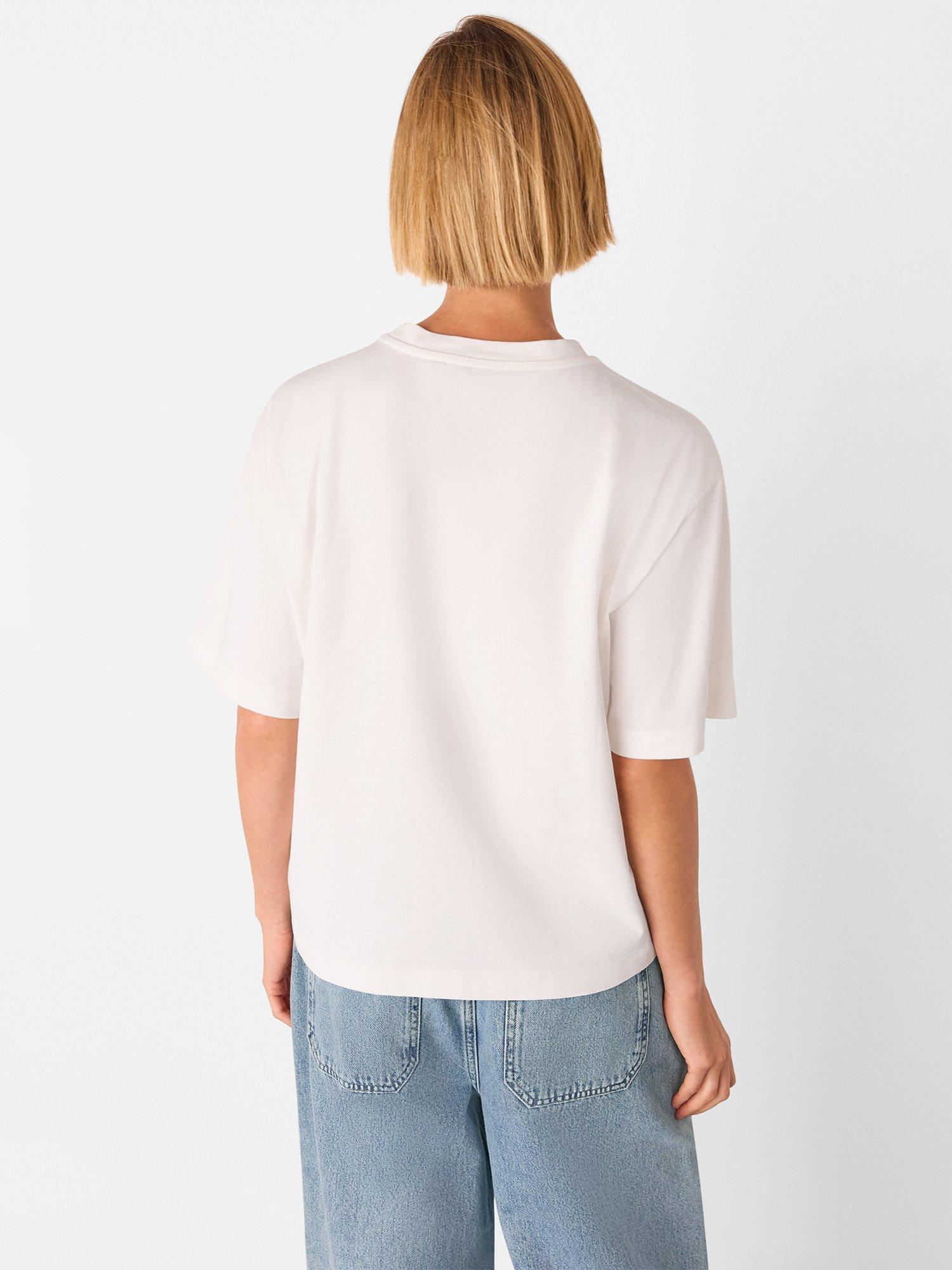Product image 2 of 5, which shows Whistles Embroidered Cotton T-Shirt, White, XS