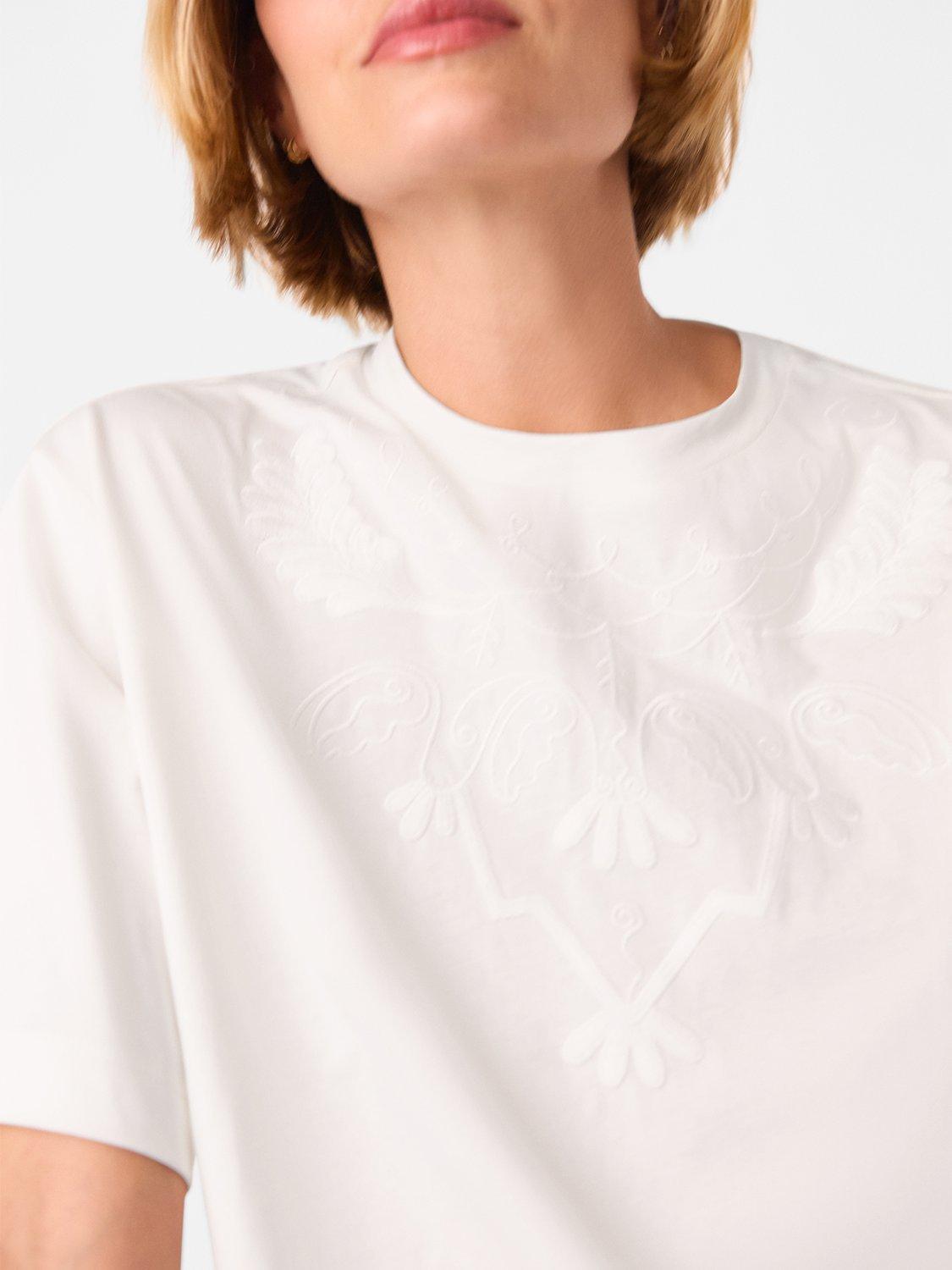Product image 4 of 5, which shows Whistles Embroidered Cotton T-Shirt, White, XS