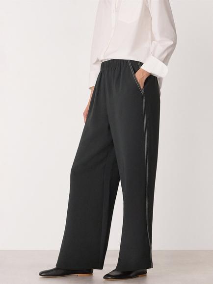 Whistles Crepe Stitch Detail Trousers, Black, Black
