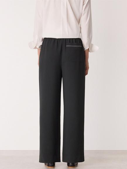 Whistles Crepe Stitch Detail Trousers, Black - view 2, Black