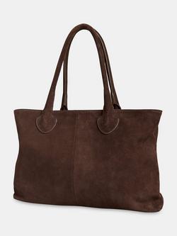 Whistles Leandra Suede Tote Bag, Chocolate - view 2, Chocolate