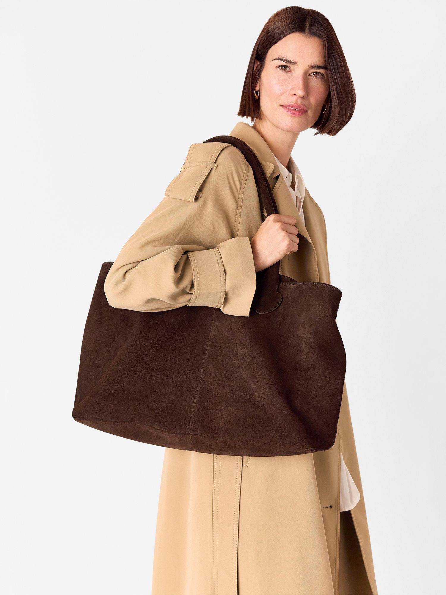 Whistles Leandra Suede Tote Bag, Chocolate
