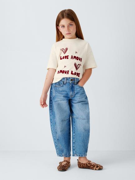 John Lewis Kids' Love Amour Short Sleeve T-Shirt, Cream/Pink - view 2, Cream, Pink