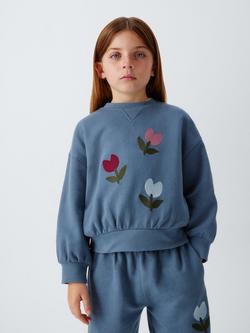 John Lewis Kids' Embroidered Tulip Sweatshirt, Blue, Blue