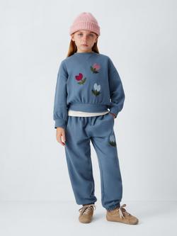 John Lewis Kids' Embroidered Tulip Sweatshirt, Blue - view 2, Blue