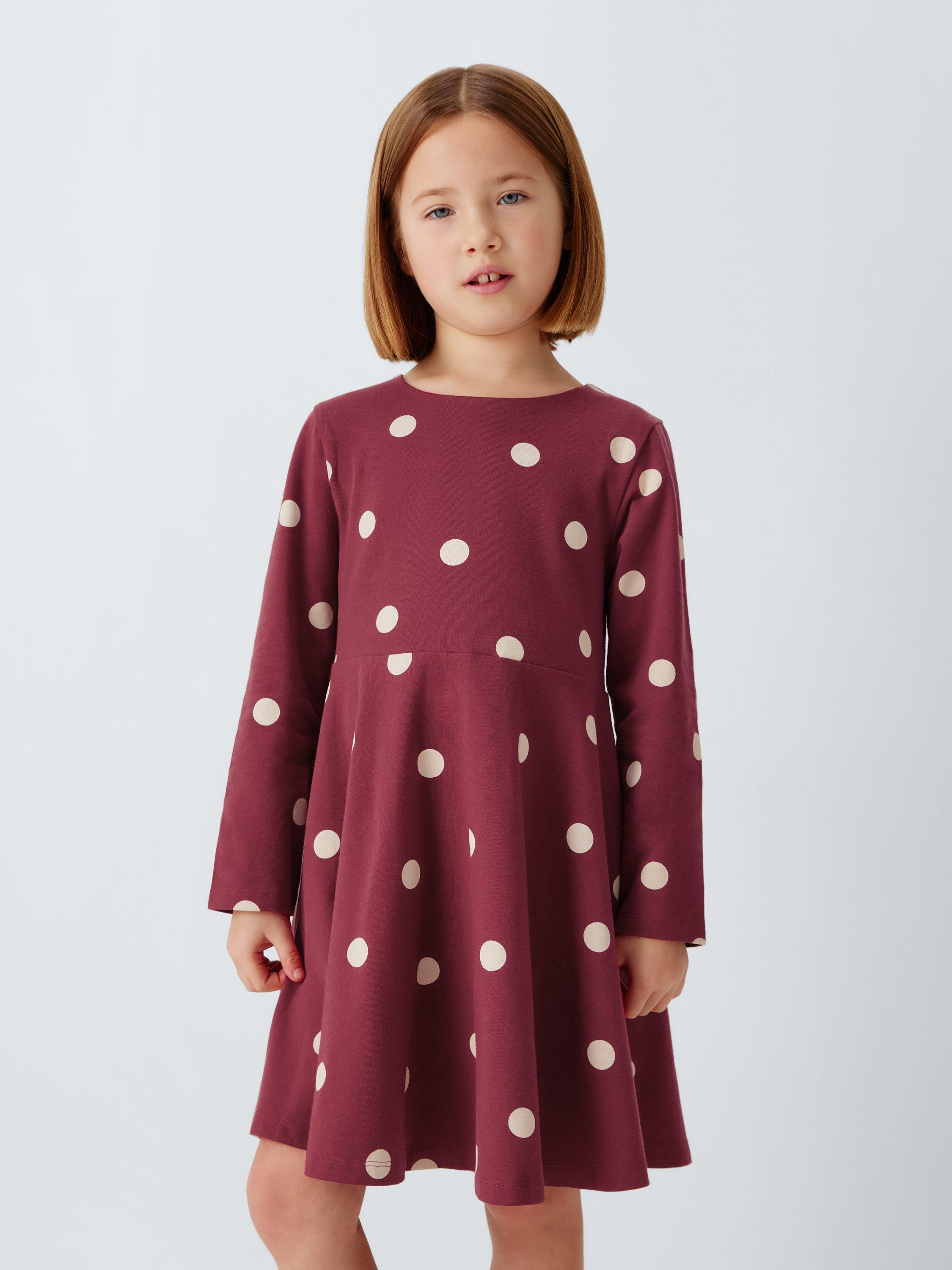 Product image 1 of 7, which shows John Lewis Kids' Polka Dot Jersey Dress, Multi, 3 years