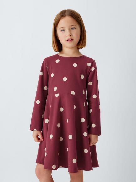 John Lewis Kids' Polka Dot Jersey Dress, Multi, Multi