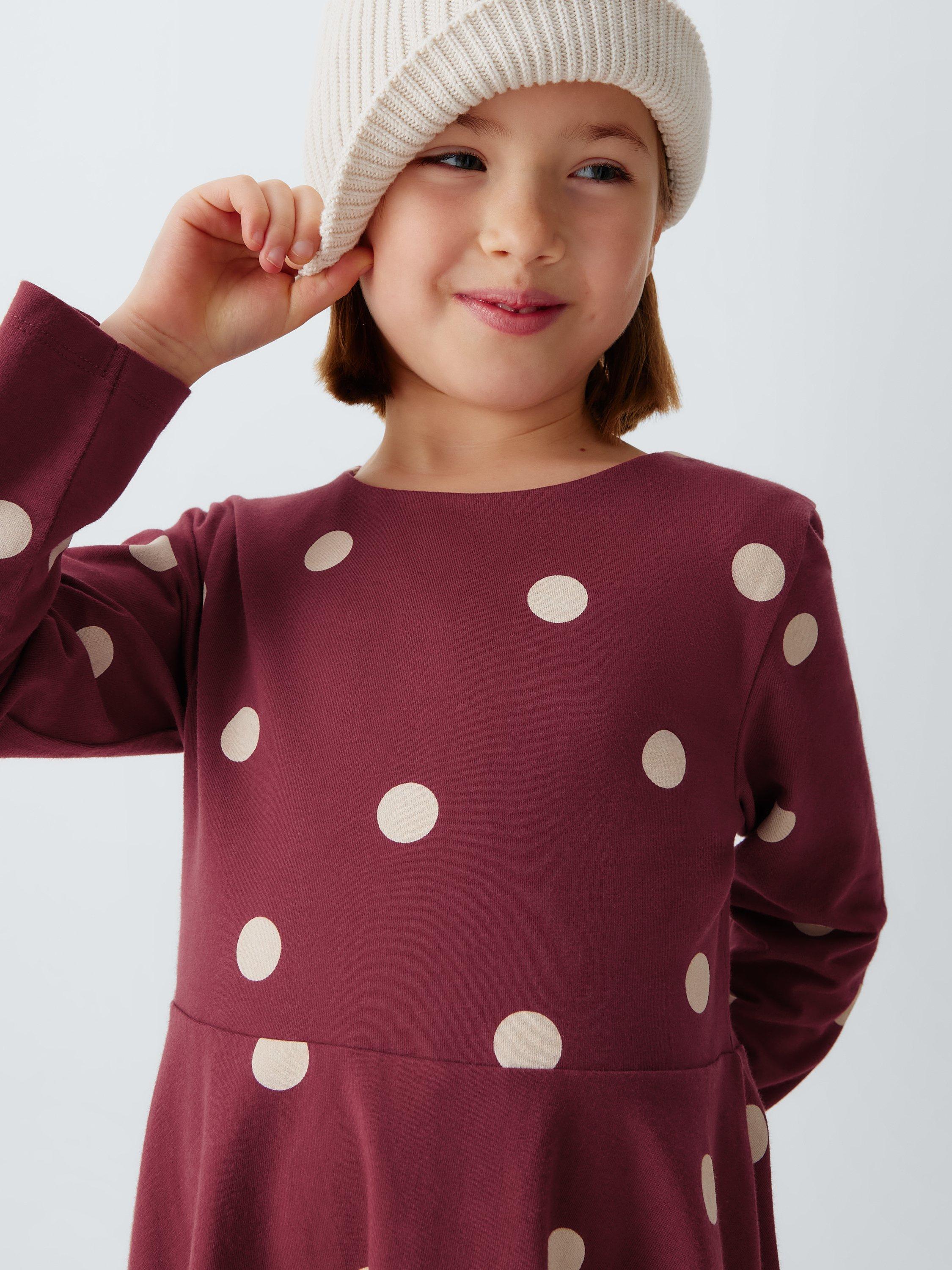 Product image 4 of 7, which shows John Lewis Kids' Polka Dot Jersey Dress, Multi, 3 years