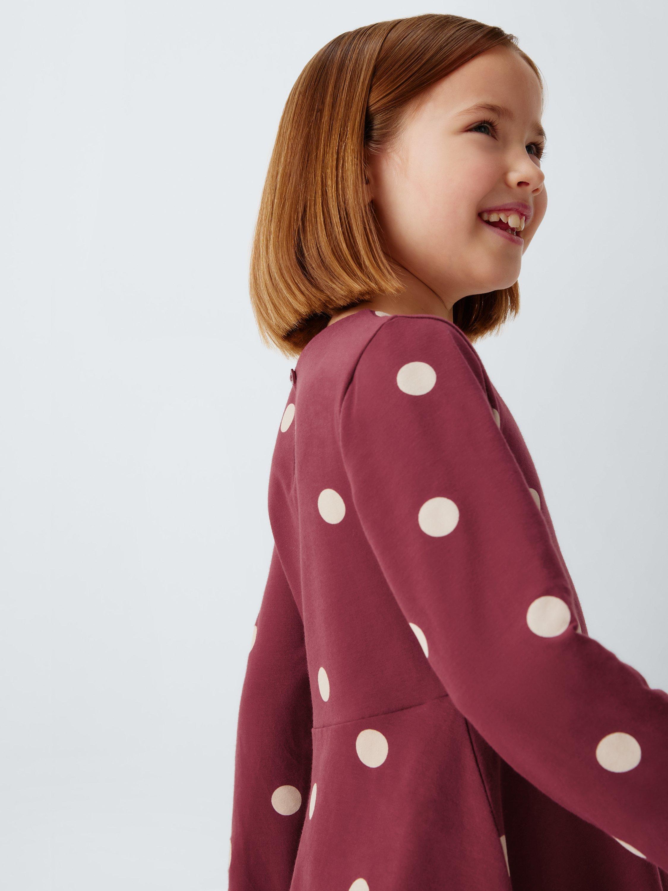 Product image 5 of 7, which shows John Lewis Kids' Polka Dot Jersey Dress, Multi, 3 years