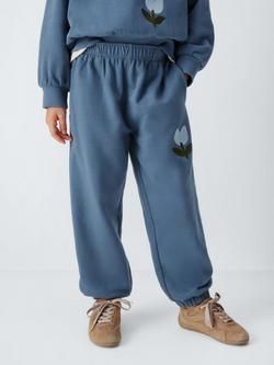 John Lewis Kids' Embroidered Tulip Joggers, Blue, Blue