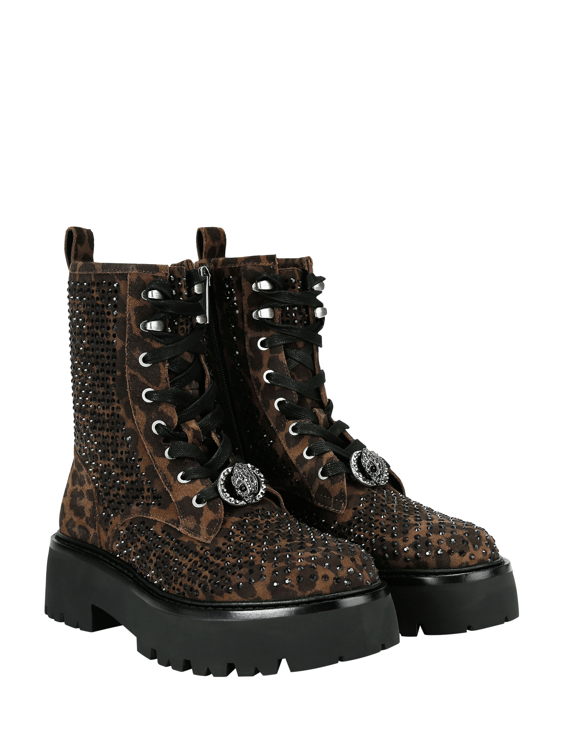 Kurt Geiger London Embellished Leopard Print Suede Chelsea Boots