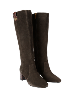 Kurt Geiger London Chelsea Trim Knee High Boots, Brown - view 2, Brown