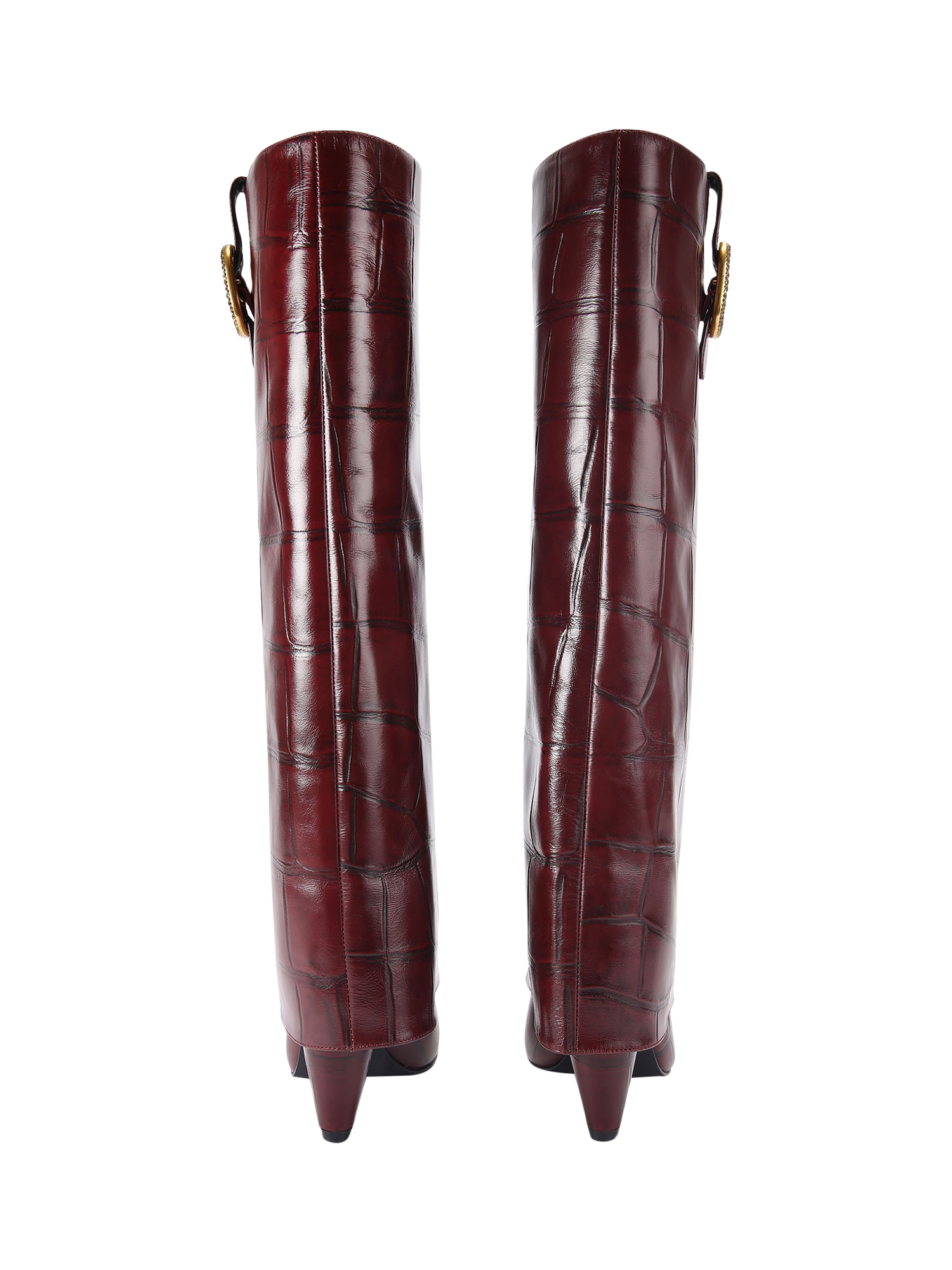 Product image 3 of 4, which shows Kurt Geiger London Fold Over Tall Boots, Wine, 3
