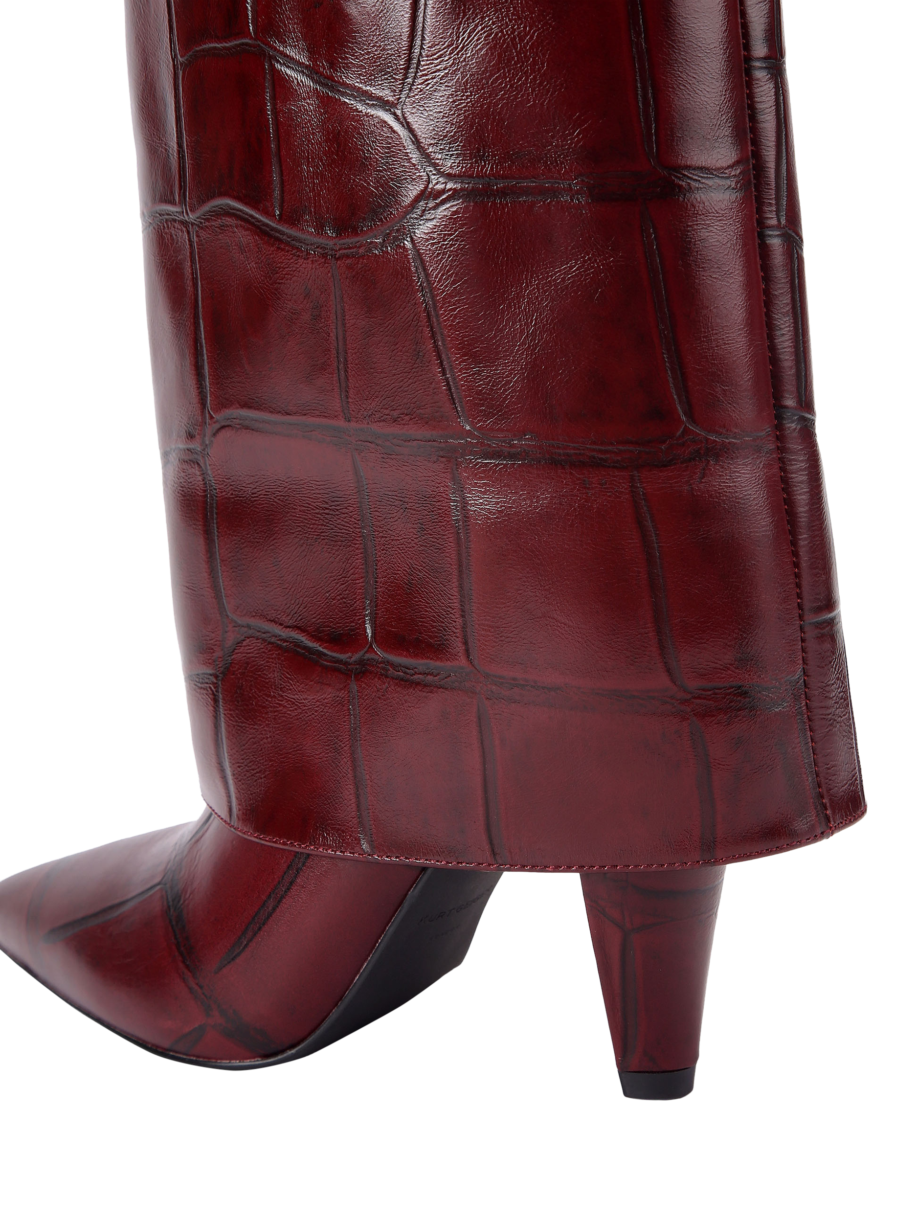Product image 4 of 4, which shows Kurt Geiger London Fold Over Tall Boots, Wine, 3
