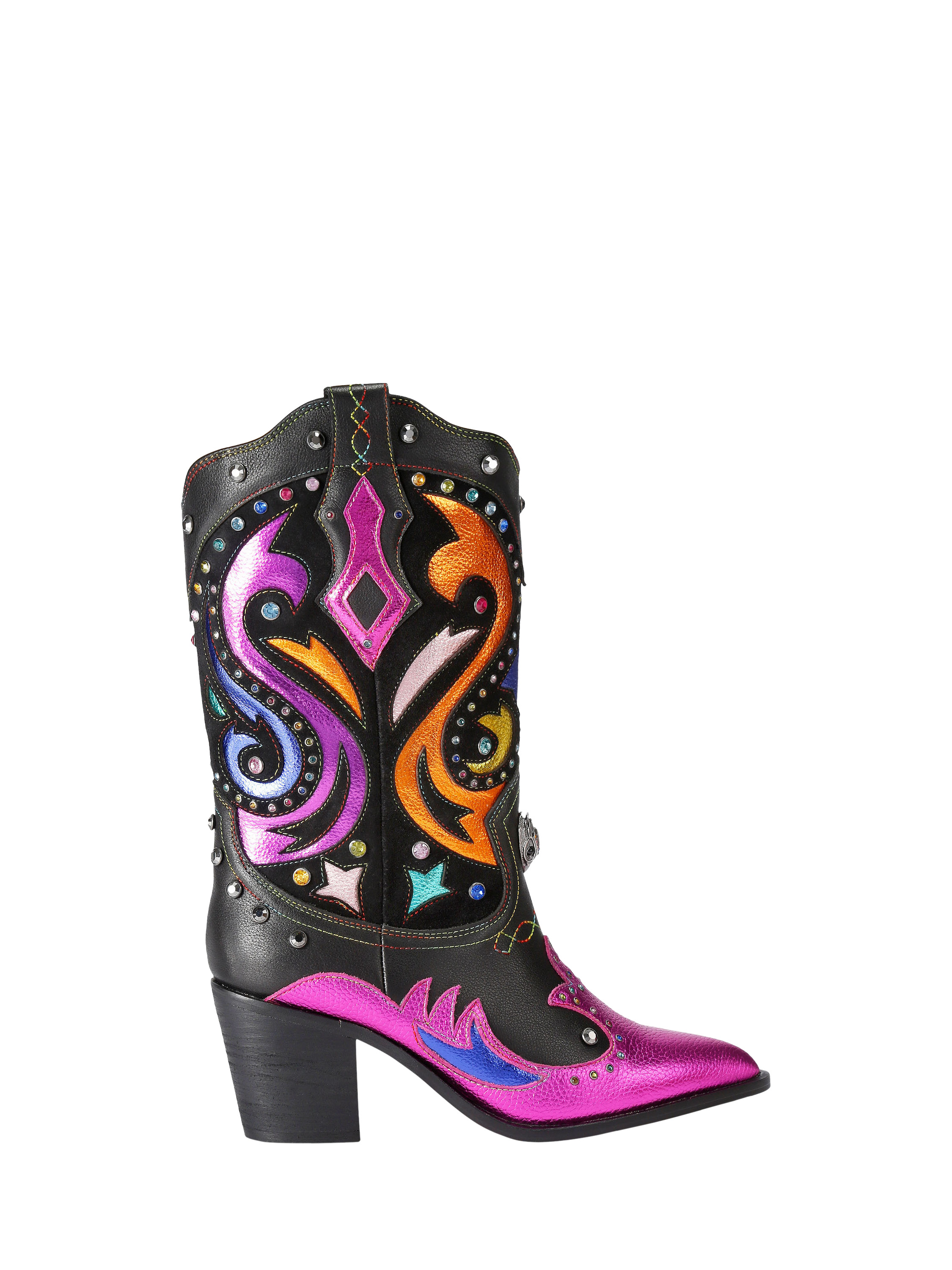 Kurt Geiger London Kensington Cowboy Boots, Black/Multi