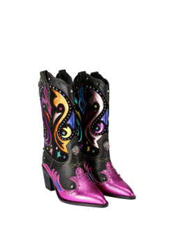Kurt Geiger London Kensington Cowboy Boots, Black/Multi - view 2, Black/Multi