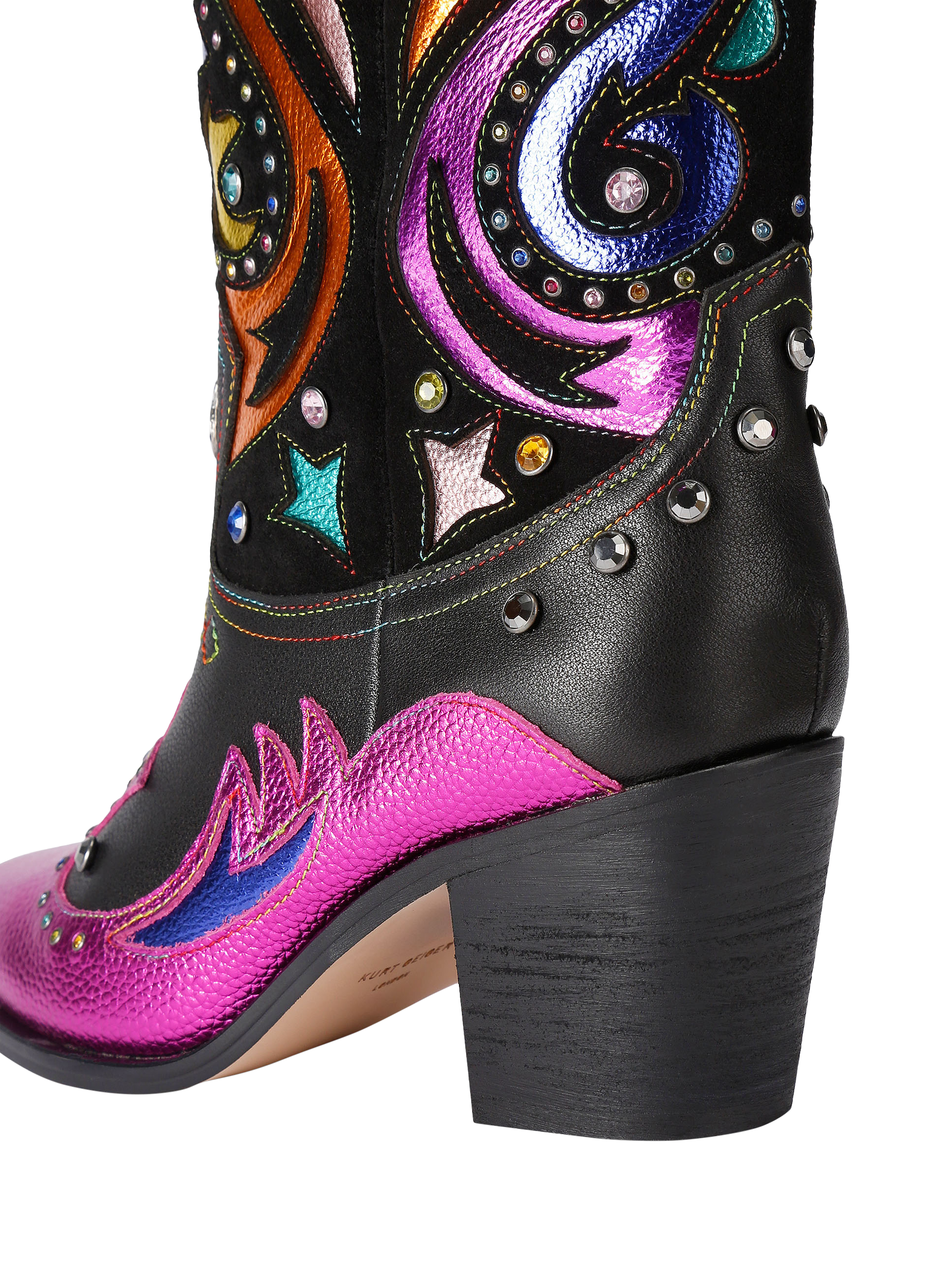 Kurt Geiger London Kensington Cowboy Boots, Black/Multi