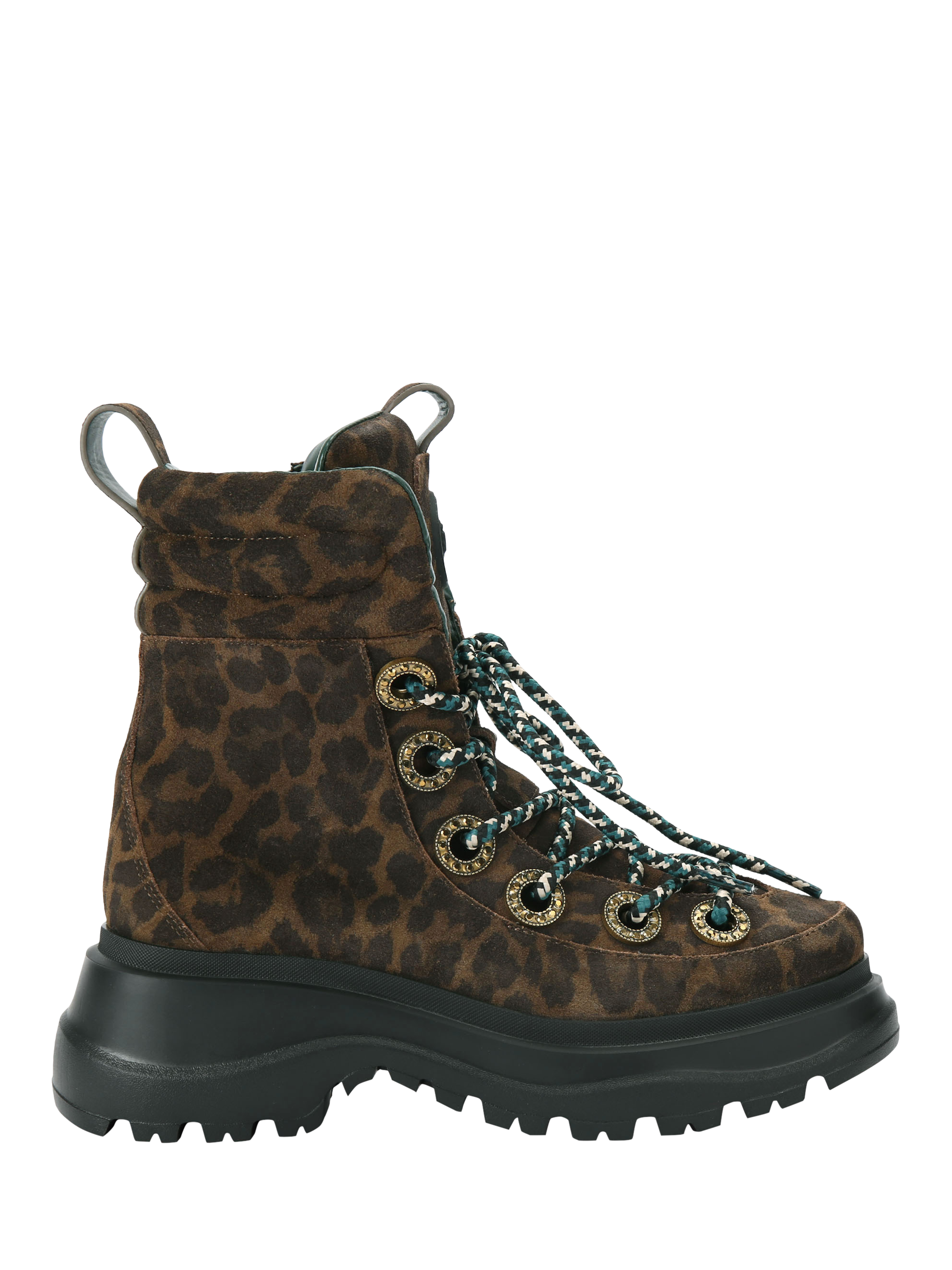 Kurt Geiger London Kensington Suede Leopard Print Hiker Boots